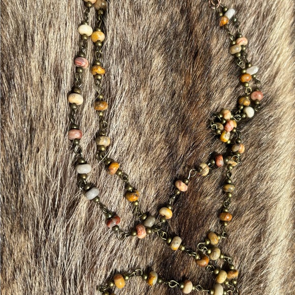 Double stranded Jasper multicolored wine necklace - Picture 5 of 6